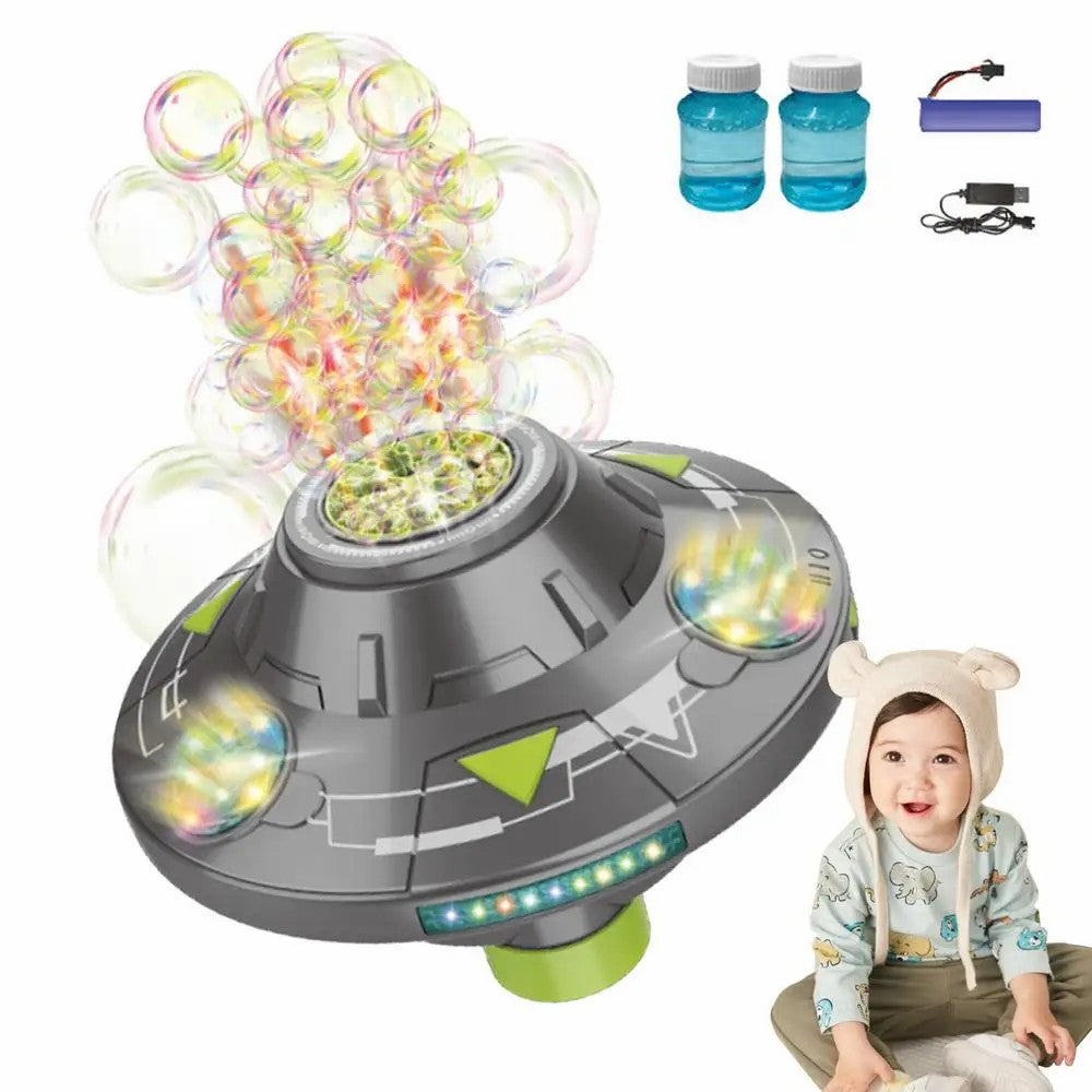KB1301 18Pcs / Box UFO Shape Automatic Electric Bubble Generating Toy Rotating Bubble Machine with Sound and Light KB1301 18Pcs / Box UFO Shape Automatic Electric Bubble Generating Toy Rotating Bubble Machine with Sound and Light